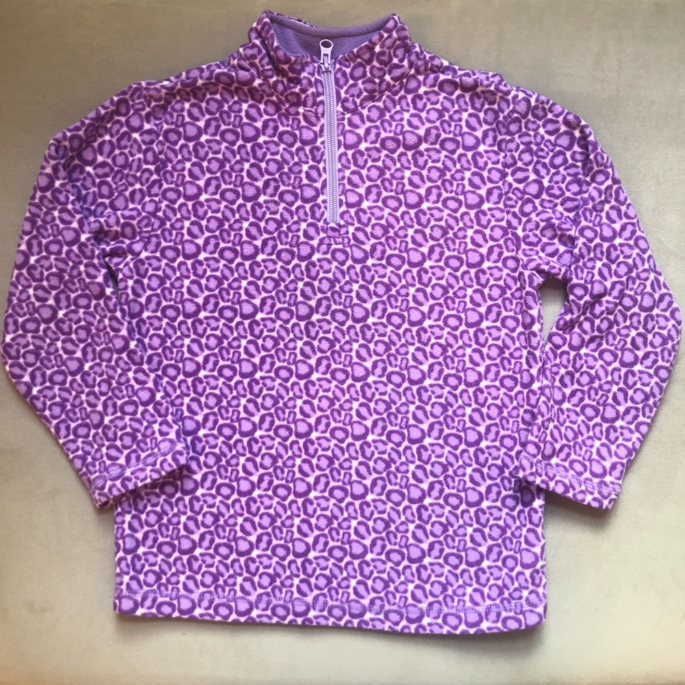 Hanna Andersson 1/4 zip PURPLE cheetah fleece